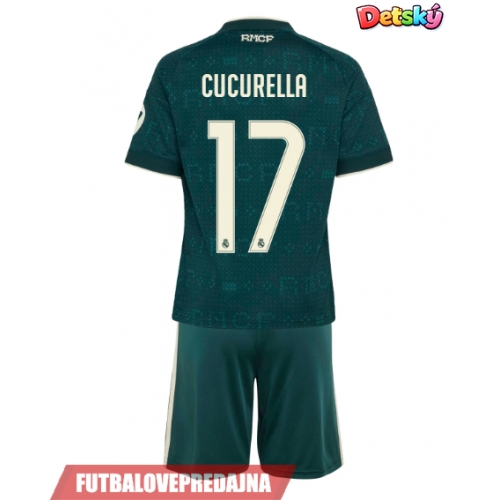 Lacne Dětský Futbalové dres Real Madrid Marc Cucurella #17 2026-27 Krátky Rukáv - Preč (+ trenírky)
